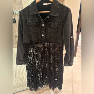Coolest Edgy Lace Connected Denim Jacket!